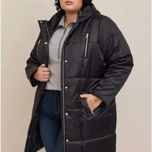 Torrid Nylon Zip Front Hooded Puffer Jacket